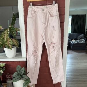 Cotton On Light Pink Distressed High Rise Boyfriend Jeans